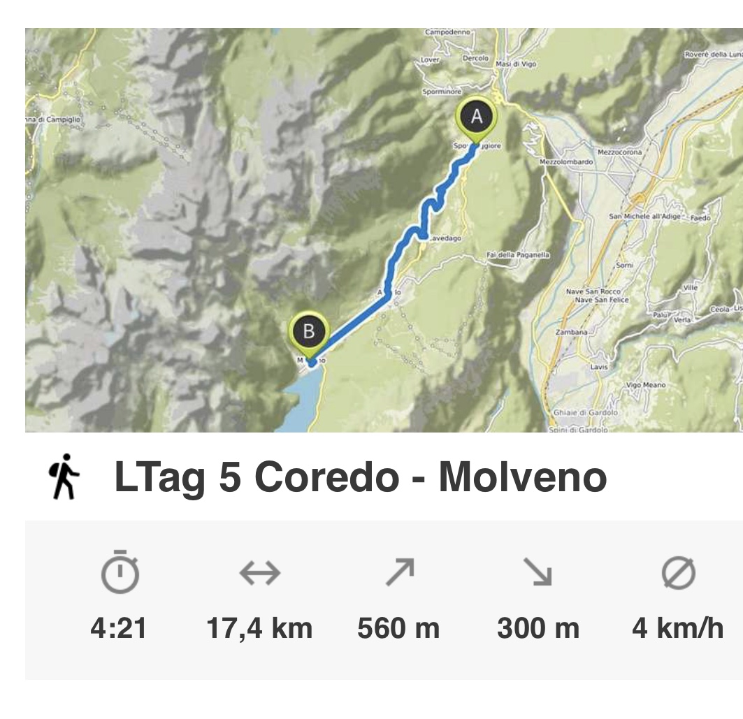 Tag 5 - Von Coredo nach Molveno