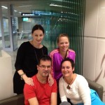 Crew II mit Martina, Kathi, Ralf und Astrid beim Umsteigen in Zürich